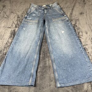 Forever 21 Retro Flare Jeans Womens Size 25x28 Blue Denim Mid Rise hippie hipste